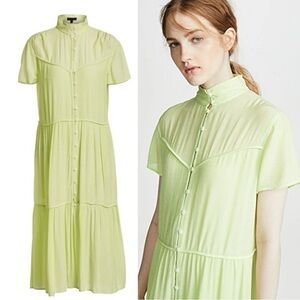 rag & bone Libby Midi Dress Light Bright Lime Green Button Down